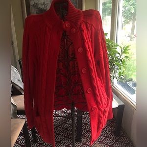 SEARS Vintage Cable Knit style acrylic cardigan button up, red